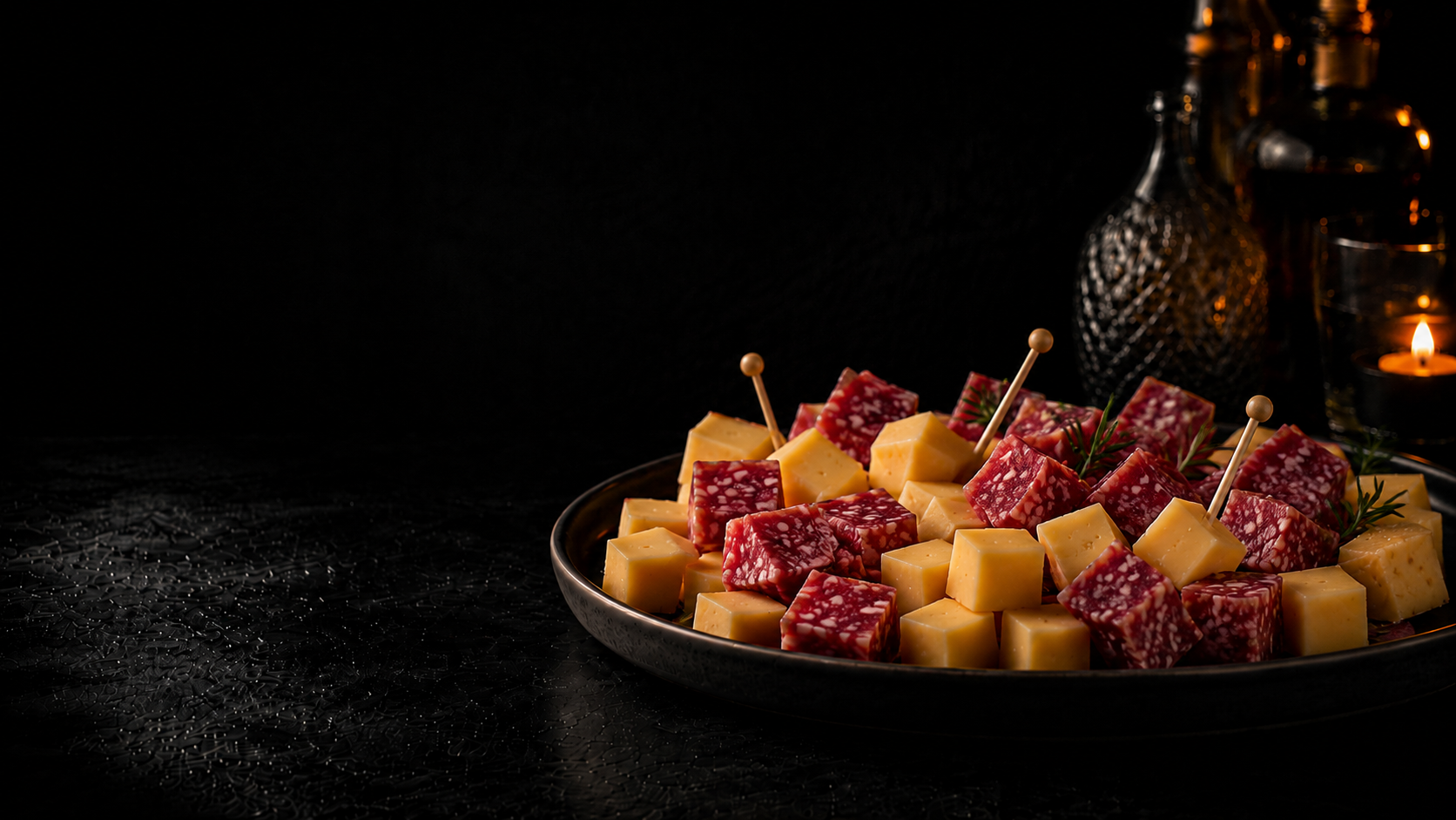 Portie kaas en salami