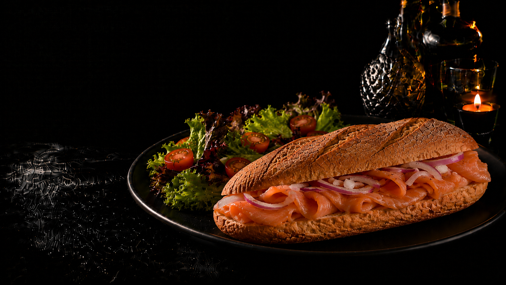 Broodje Gerookte zalm met ajuintjes